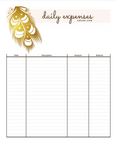 Printable – Daily Expense&nbsp;Logsheet